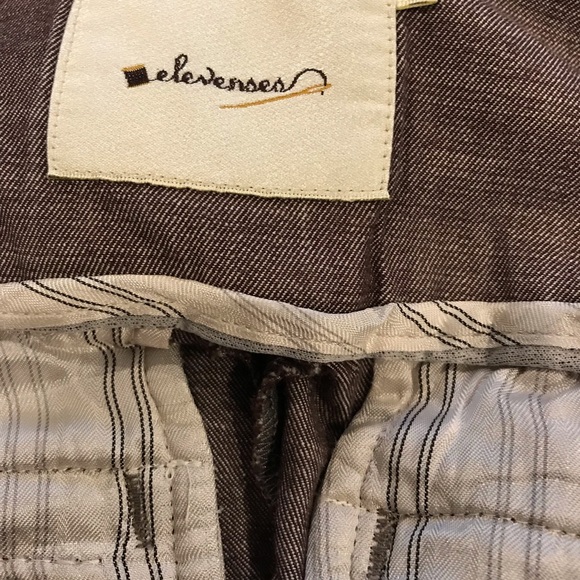 Anthropologie Elevenses Academia Wide Leg Brown Pants with side buttons size 2 - Picture 9 of 9